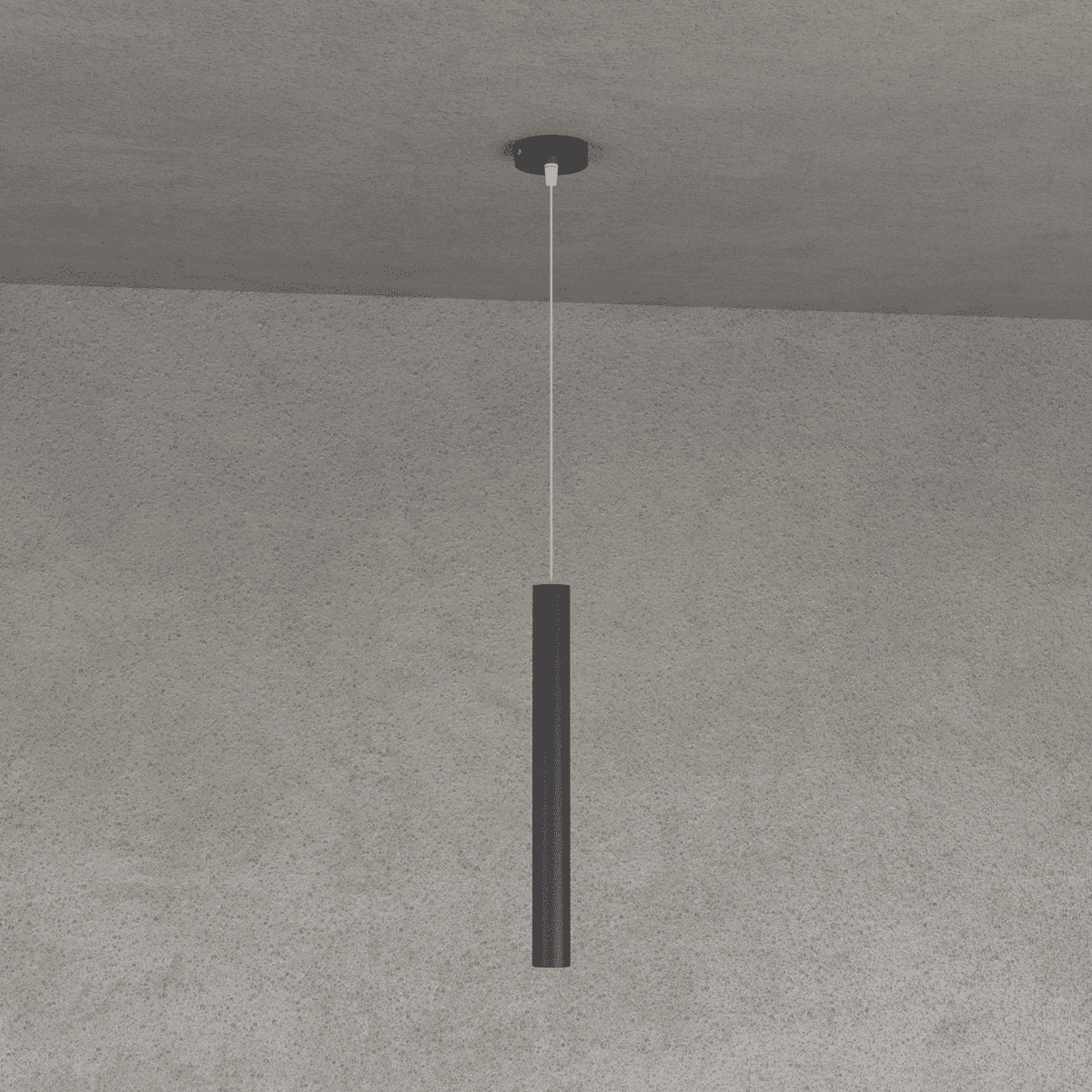 ROUND TUBE SOSPENSIONE 1 LUCE NERO CAVO CM.250 CON BASE