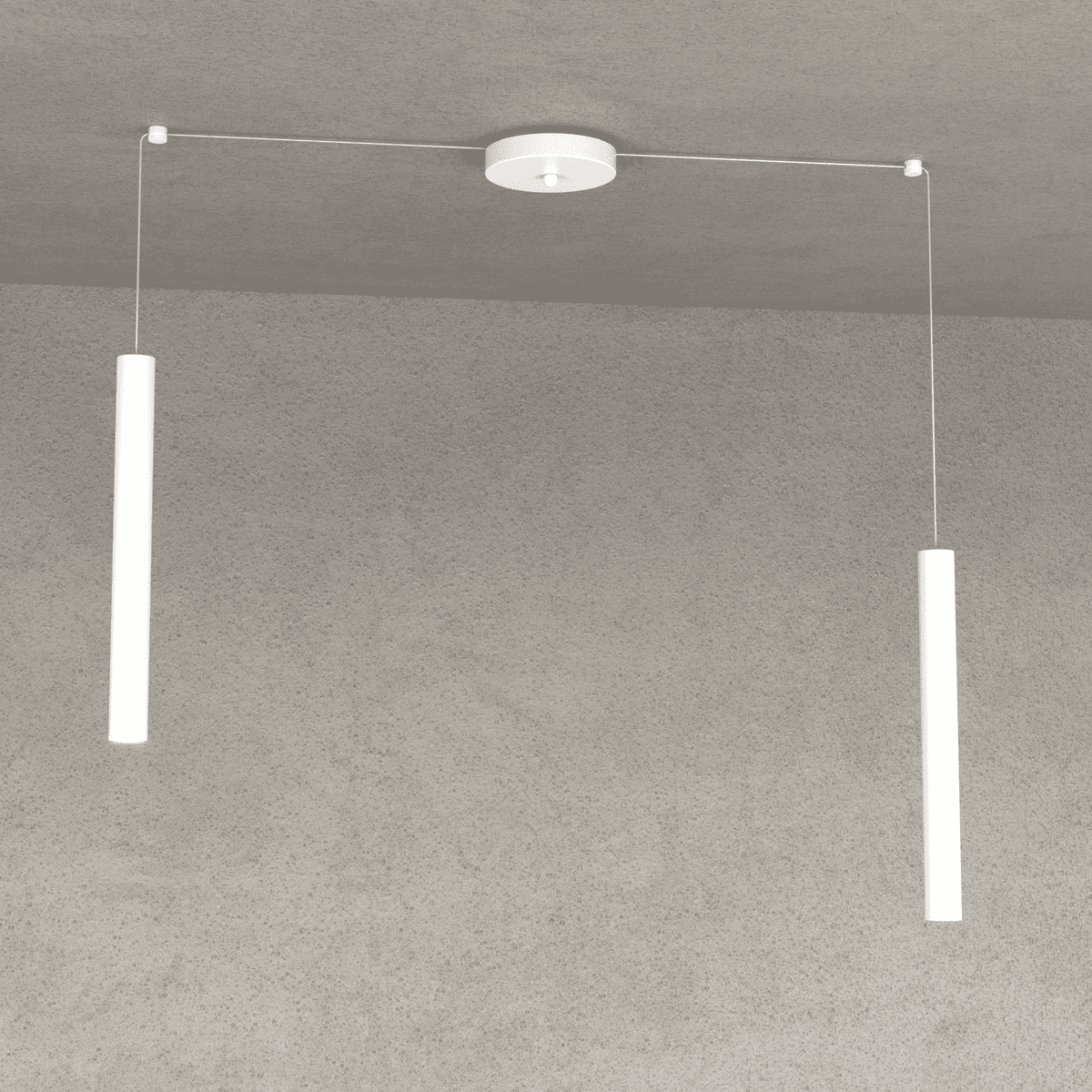 ROUND TUBE SOSPENSIONE 2 LUCI BIANCO CAVO CM.250 CON BASE