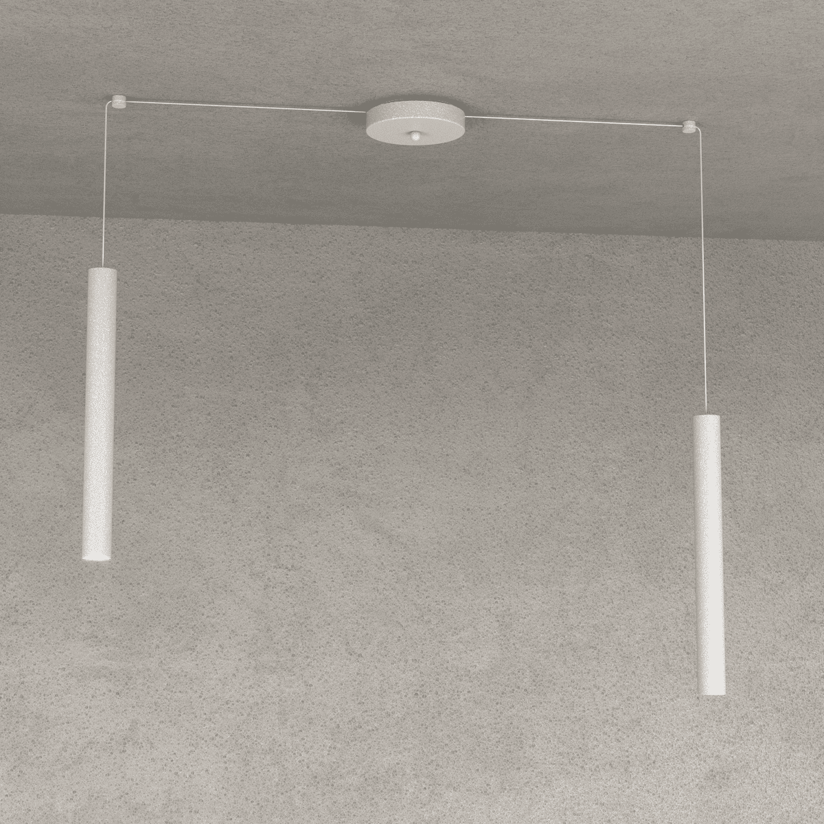 ROUND TUBE SOSPENSIONE 2 LUCI GRIGIO CAVO CM.250 CON BASE