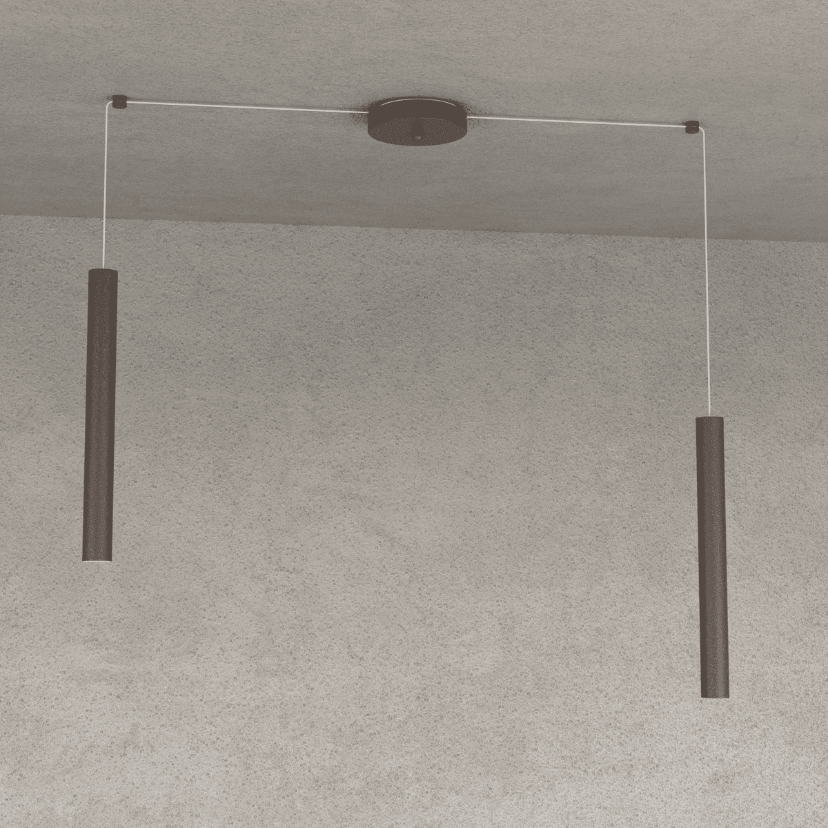 1174/S2-MA ROUND TUBE SOSPENSIONE 2 LUCI MARRONE CAVO CM.250 CON BASE