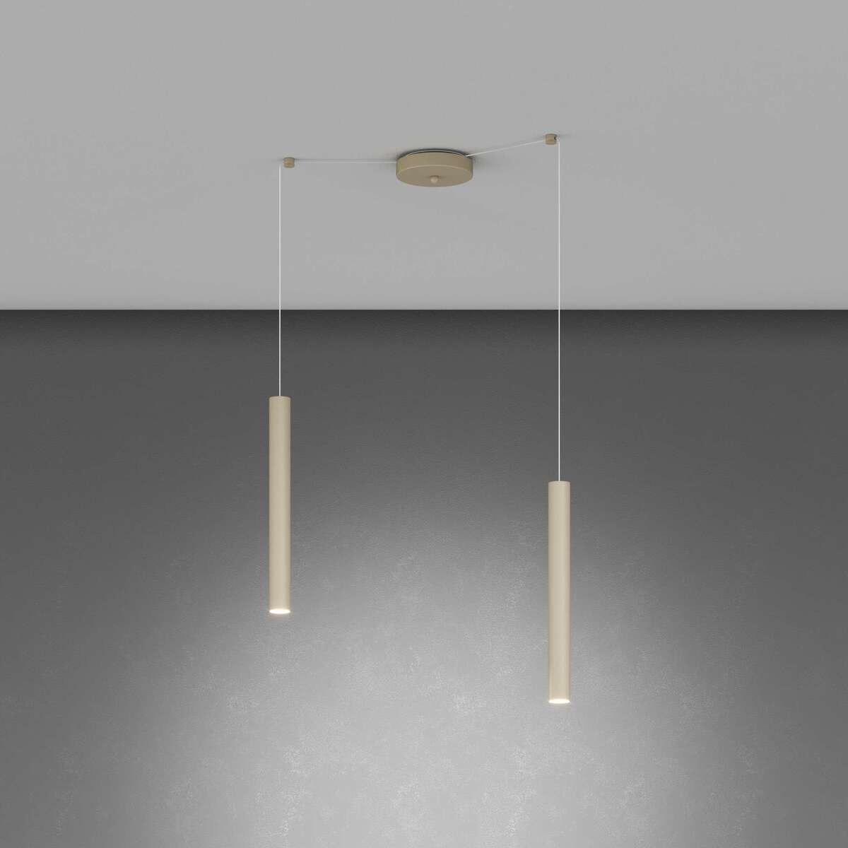 1174/S2-SA ROUND TUBE SOSPENSIONE 2 LUCI SABBIA CAVO CM.250 CON BASE