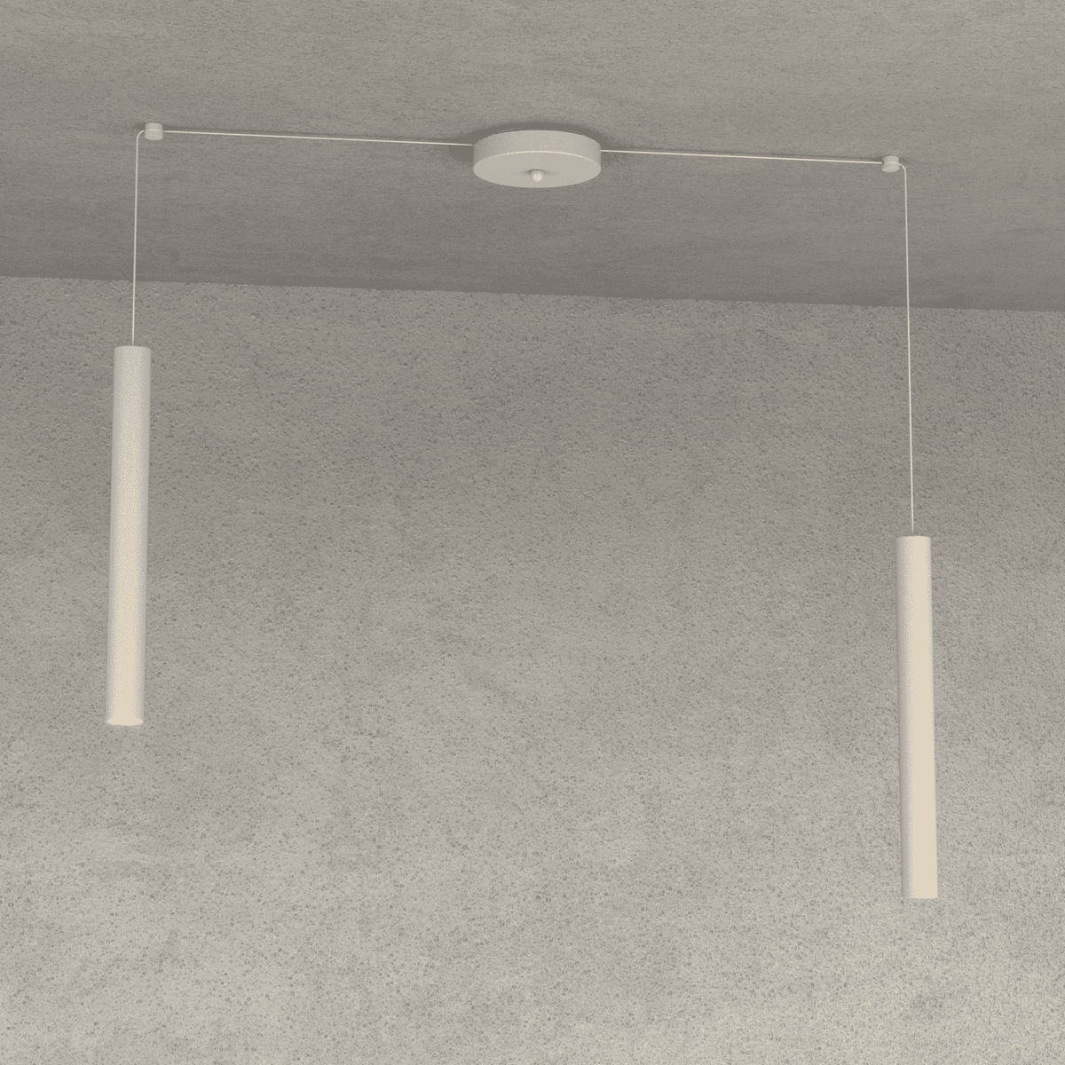 1174/S2-SA ROUND TUBE SOSPENSIONE 2 LUCI SABBIA CAVO CM.250 CON BASE