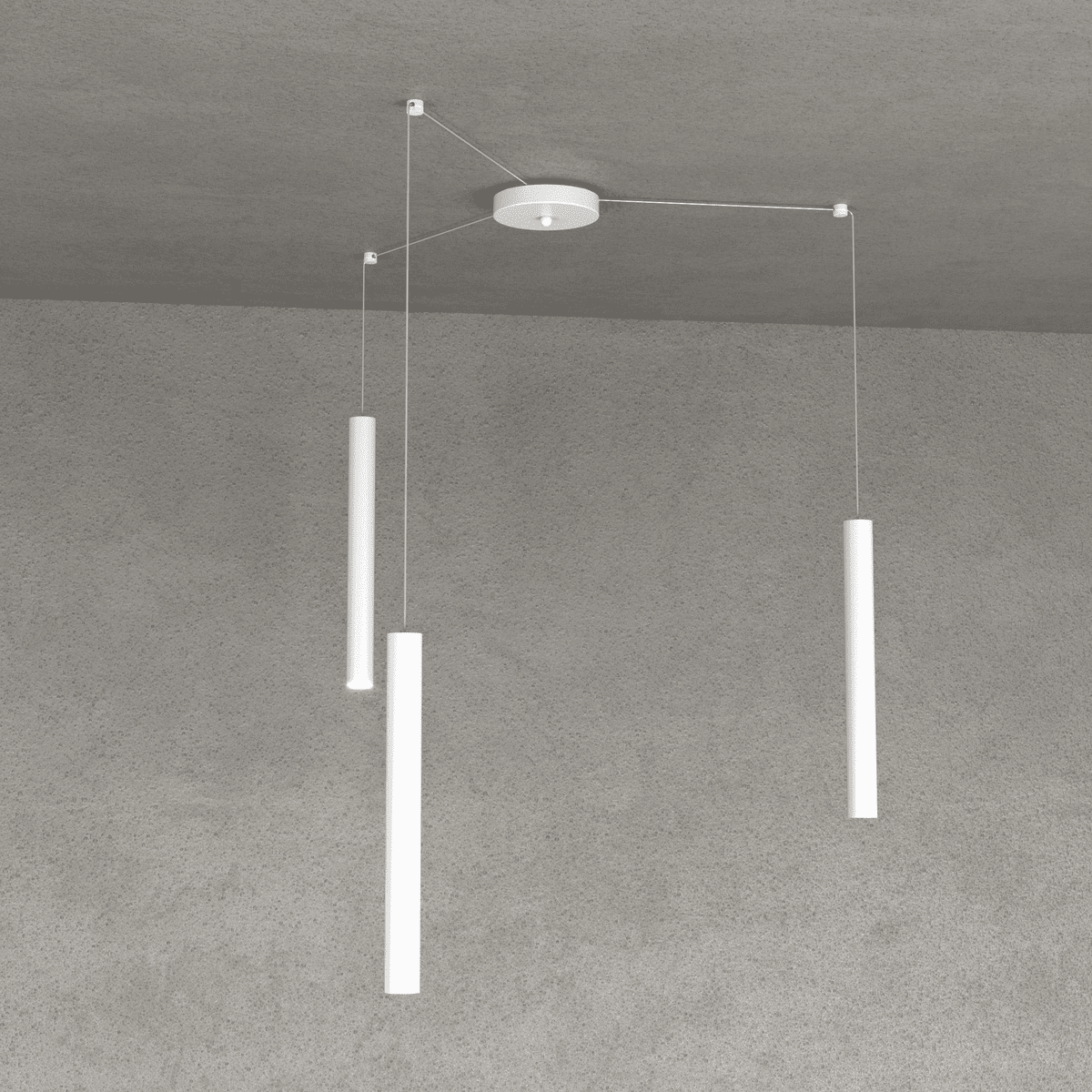 1174/S3-BI ROUND TUBE SOSPENSIONE 3 LUCI BIANCO CAVO CM.250 CON BASE