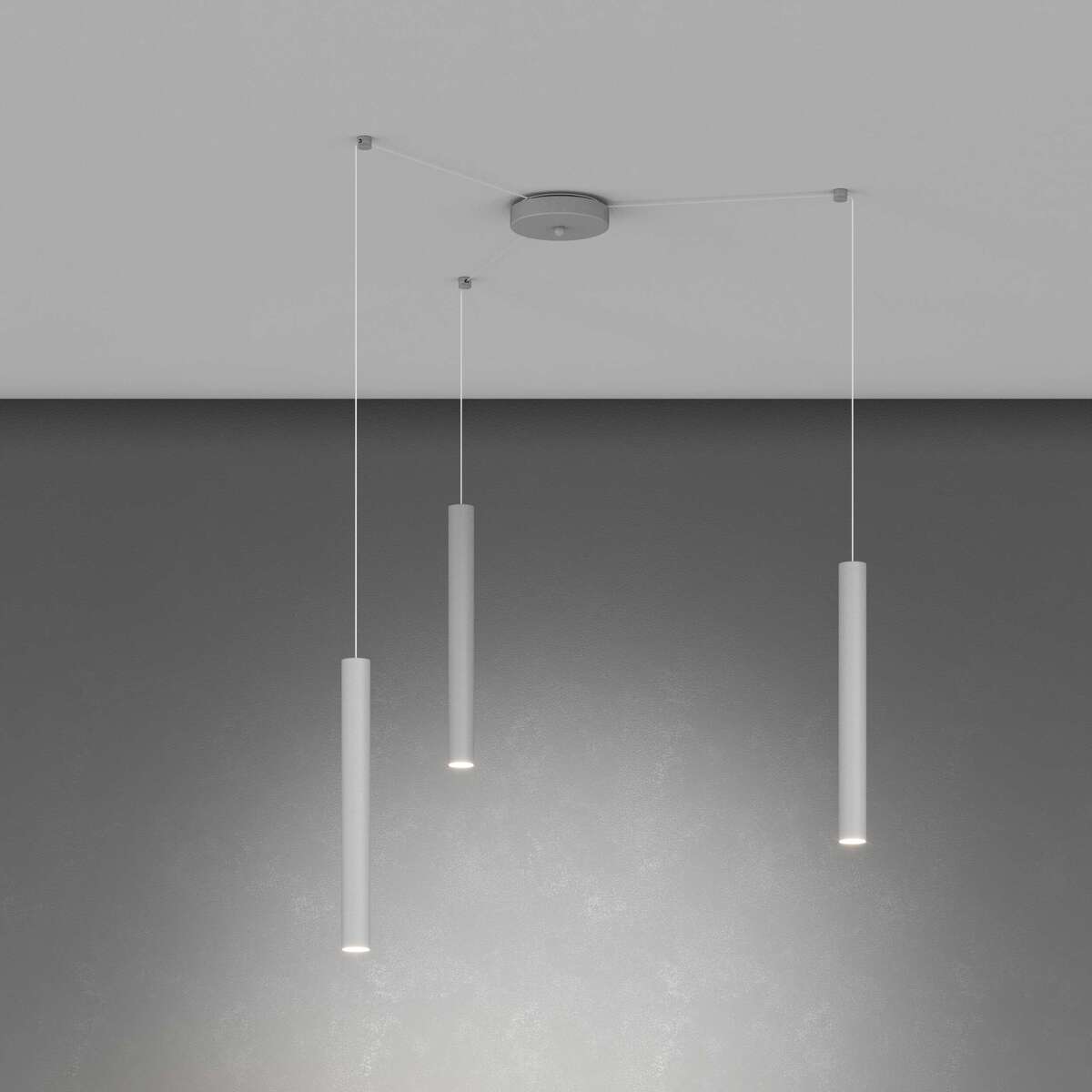 1174/S3-GR ROUND TUBE SOSPENSIONE 3 LUCI GRIGIO CAVO CM.250 CON BASE