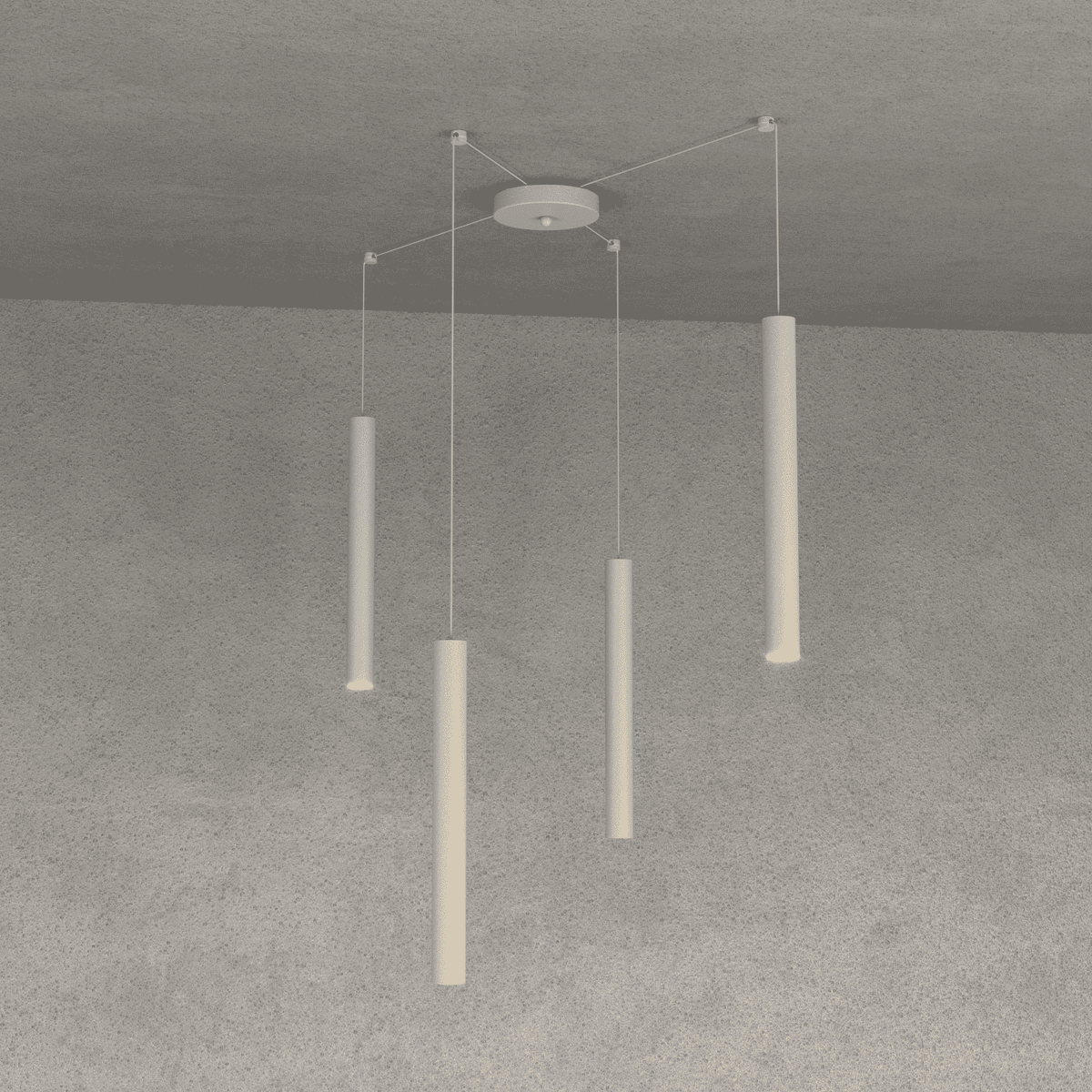 1174/S4-SA ROUND TUBE SOSPENSIONE 4 LUCI SABBIA CAVO CM.250 CON BASE
