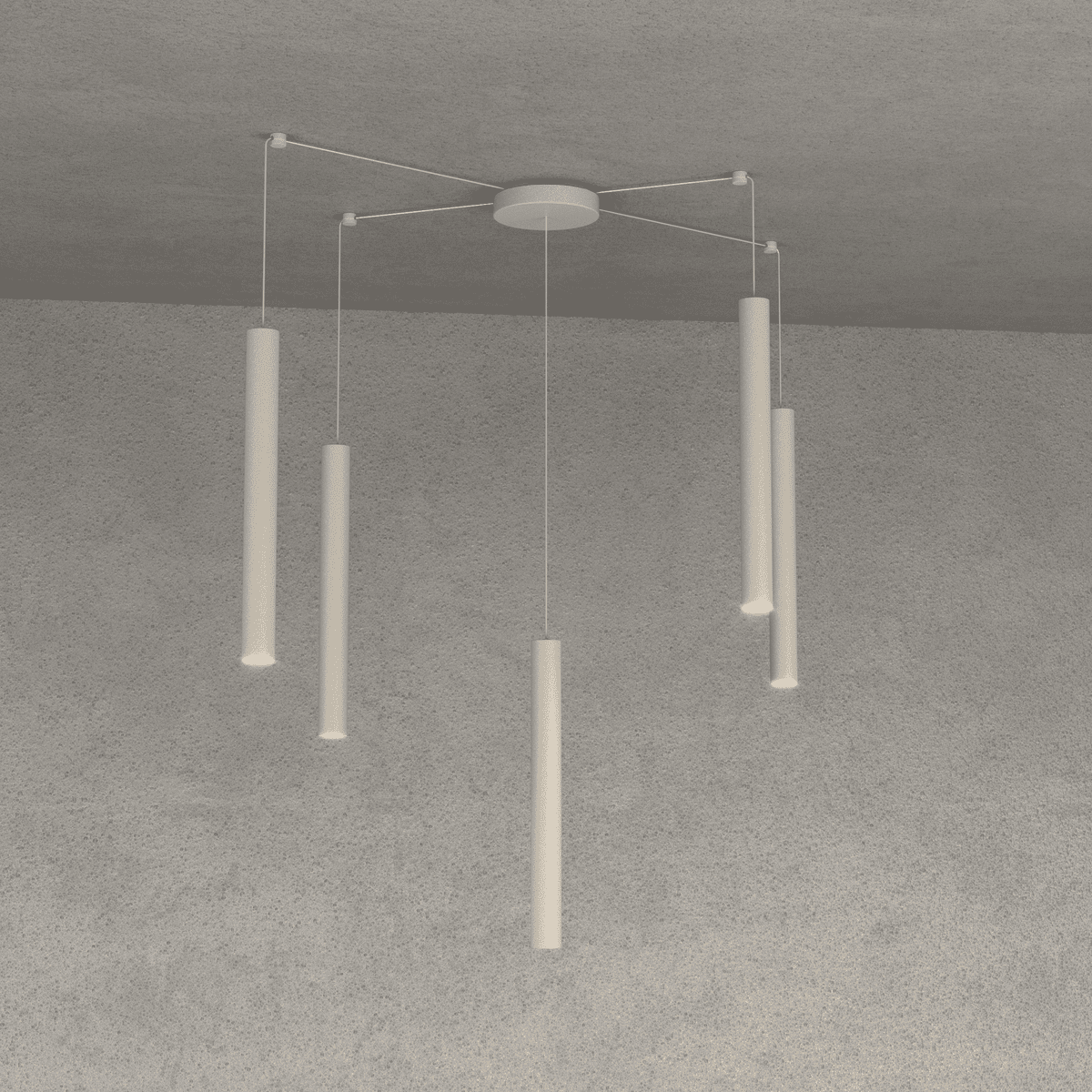 1174/S5-SA ROUND TUBE SOSPENSIONE 5 LUCI SABBIA CAVO CM.250 CON BASE