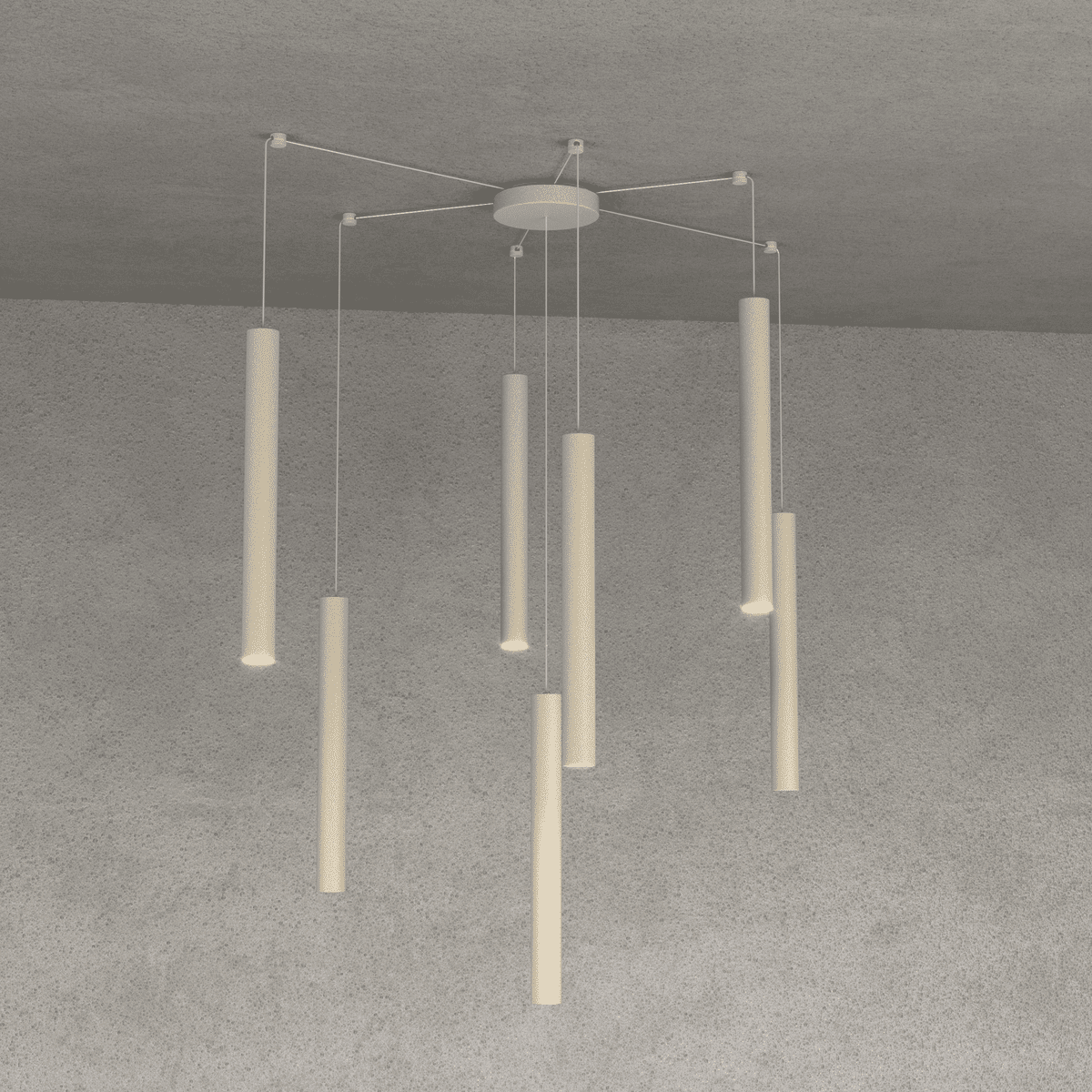 1174/S7-SA ROUND TUBE SOSPENSIONE 7 LUCI SABBIA CAVO CM.250 CON BASE