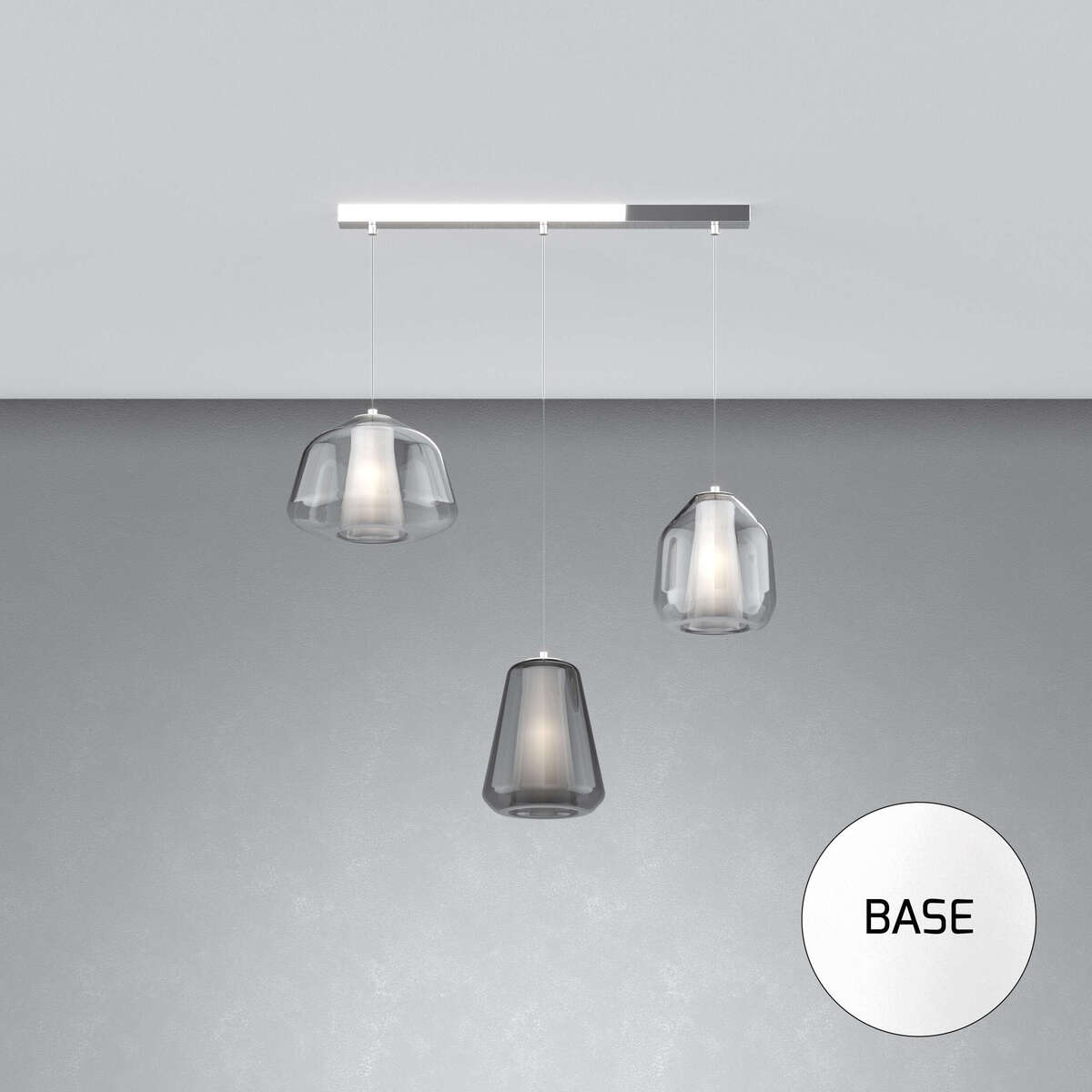 1176BI/S3 R ABG-TF DOUBLE SKIN SOSP. BIANCO 3 LUCI RETTANGOLARE VETRI ALPHA TR + BETA TR + GAMMA FU