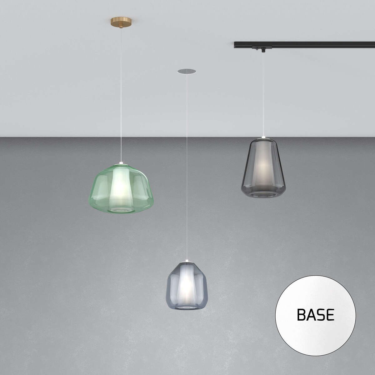 1176INCBI/S1 BETA-BL DOUBLE SKIN SOSP. 1 LUCE E27 CON CAVO CM 250 BETA BLU E ROSONE DA INCASSO BIANCO