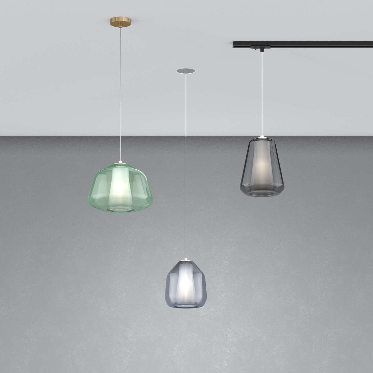 1176INCCR/S1 BETA-BL DOUBLE SKIN SOSP. 1 LUCE E27 CON CAVO CM 250 BETA BLU E ROSONE DA INCASSO CROMO