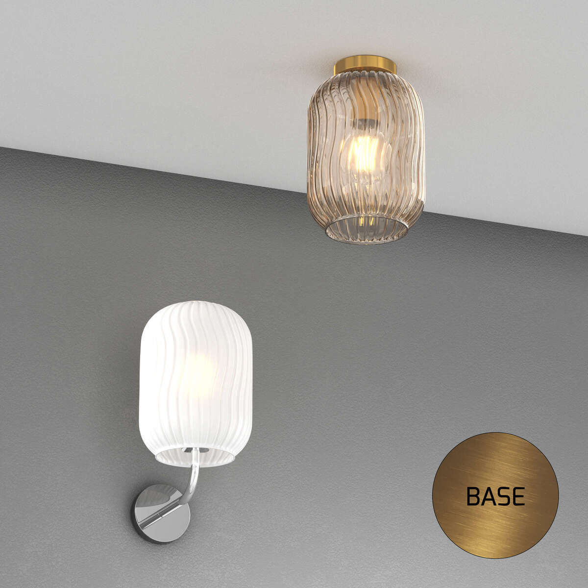 1181OS/AT-BF TENDER APPLIQUE OTTONE SAT. 1 LUCE VETRO BIANCO FOG