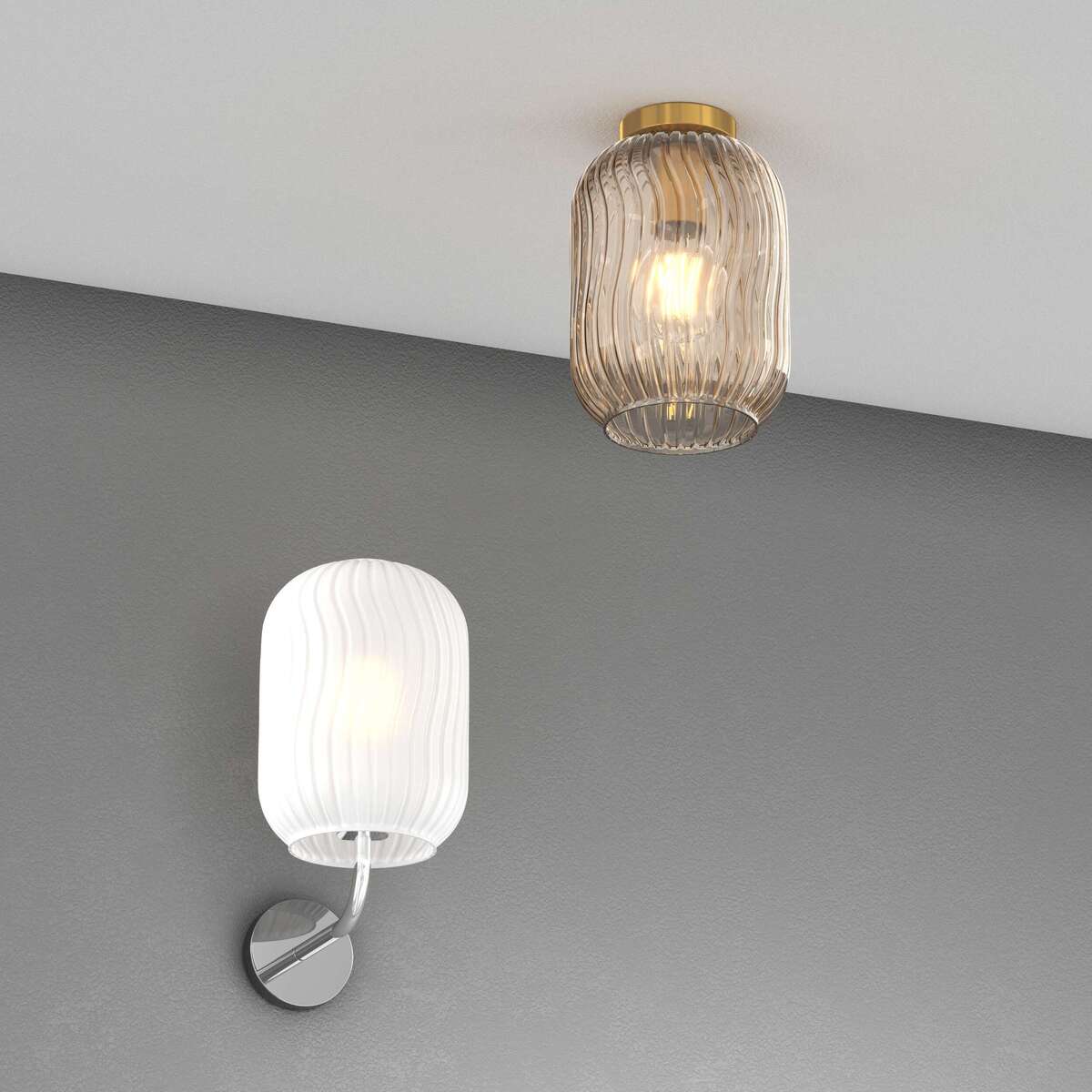 1181OS/PL1-AM TENDER PLAFONIERA OTTONE SAT. 1 LUCE VETRO AMBRA
