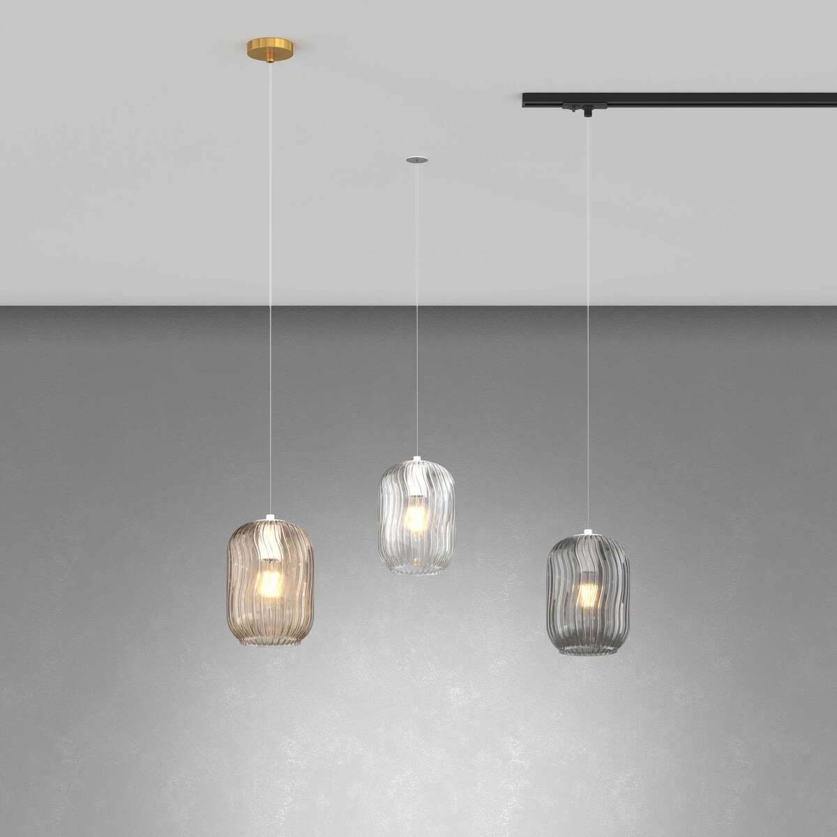 1181OS/S1-AM TENDER SOSP. OTTONE SAT. 1 LUCE VETRO AMBRA