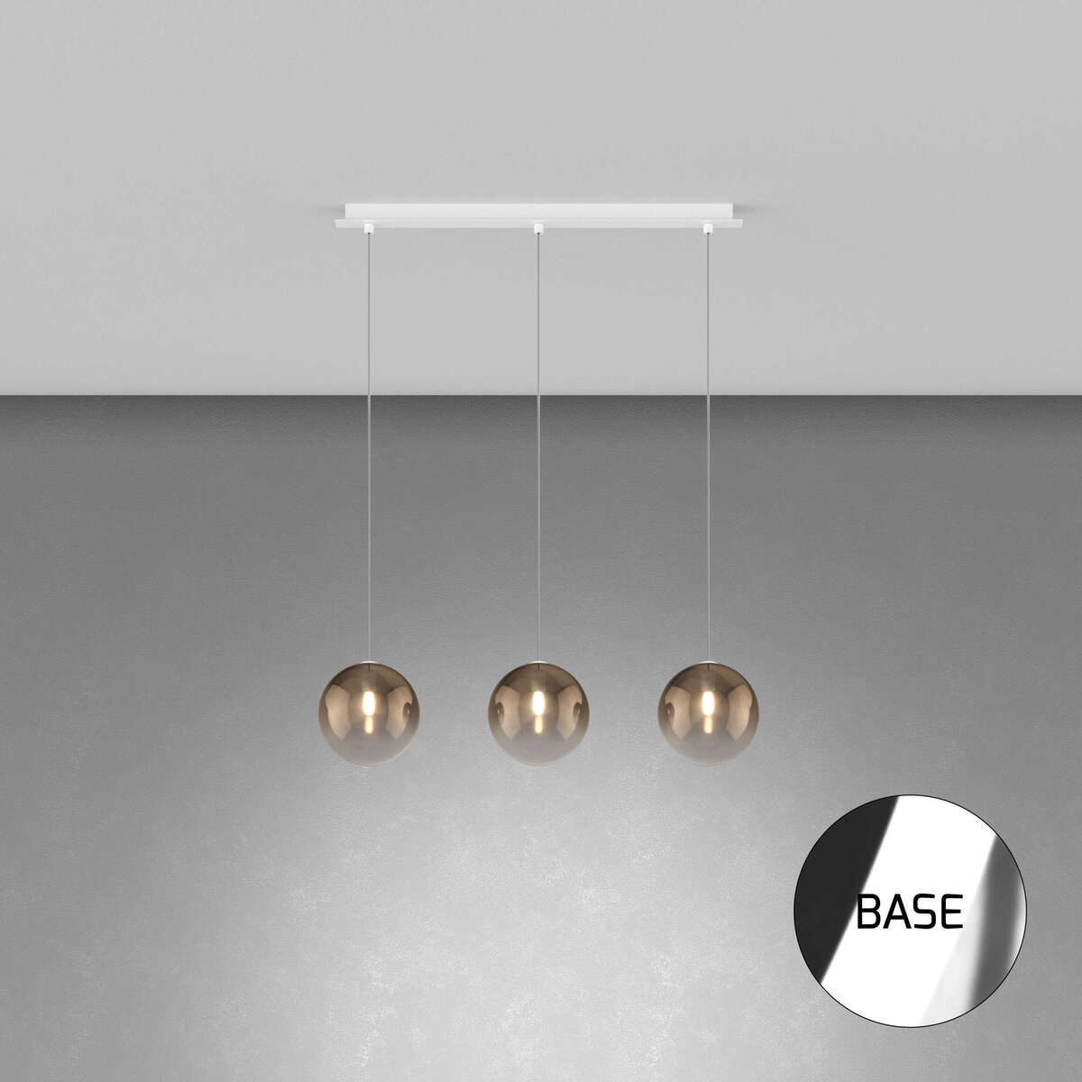 1184CR/S3 R-BR ECLIPSE SOSP. CROMO 3 LUCI RETTANGOLARE VETRI BRONZO
