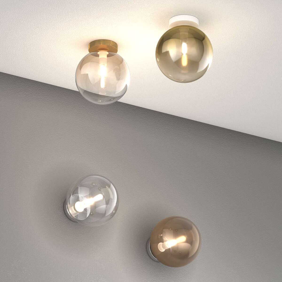 1184OS/PL1-AM ECLIPSE PLAFONIERA OTTONE SAT. 1 LUCE VETRO AMBRA