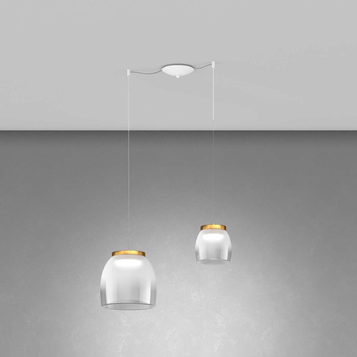1192BI/S2 SMIX-OO DRUM SOSP. SPOSTABILE BIANCO 2 LUCI VETRI 1 PIC. + 1 GR. DECORO ORO OPACO