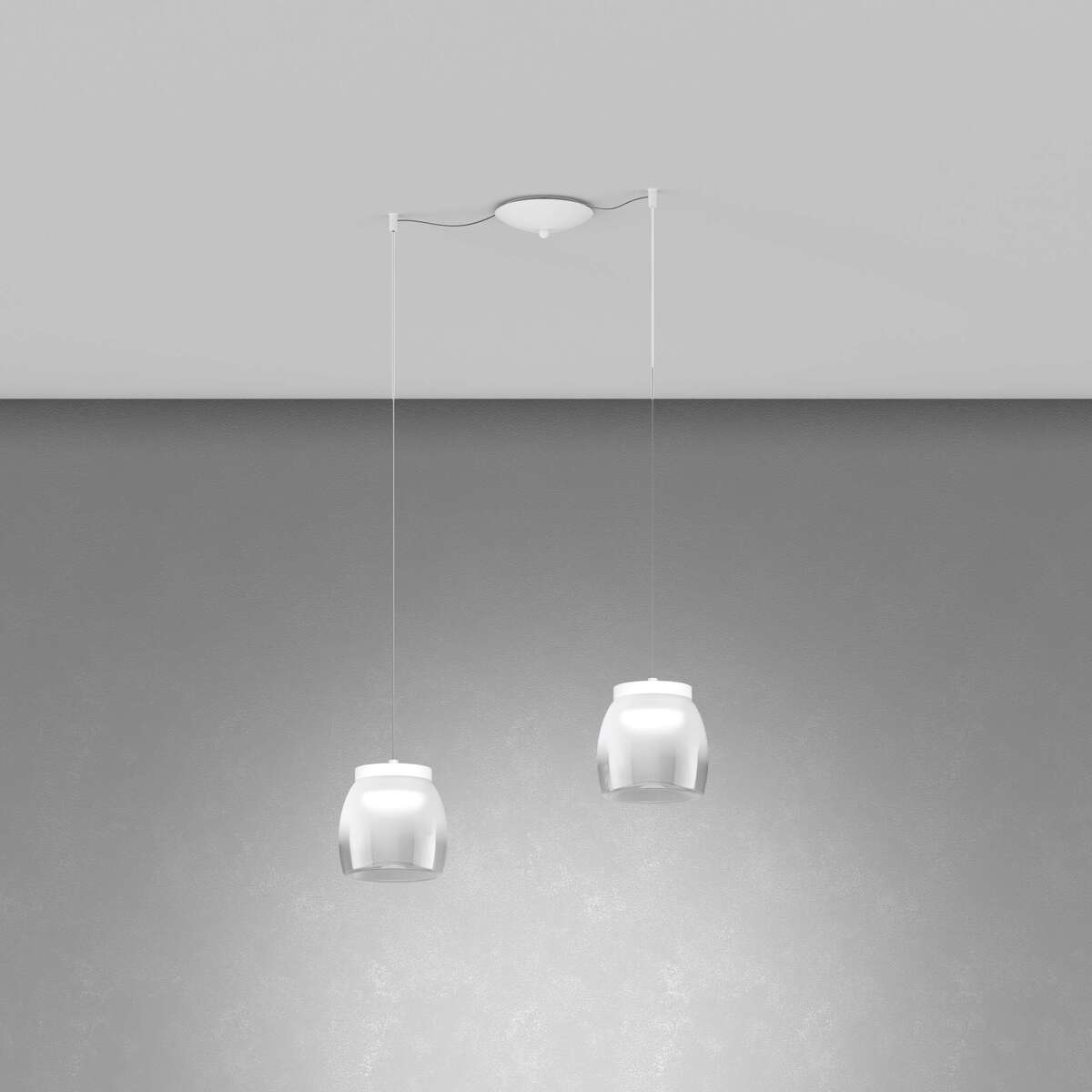 1192BI/S2 SP-BI DRUM SOSP. SPOSTABILE BIANCO 2 LUCI VETRI PICCOLI DECORO BIANCO