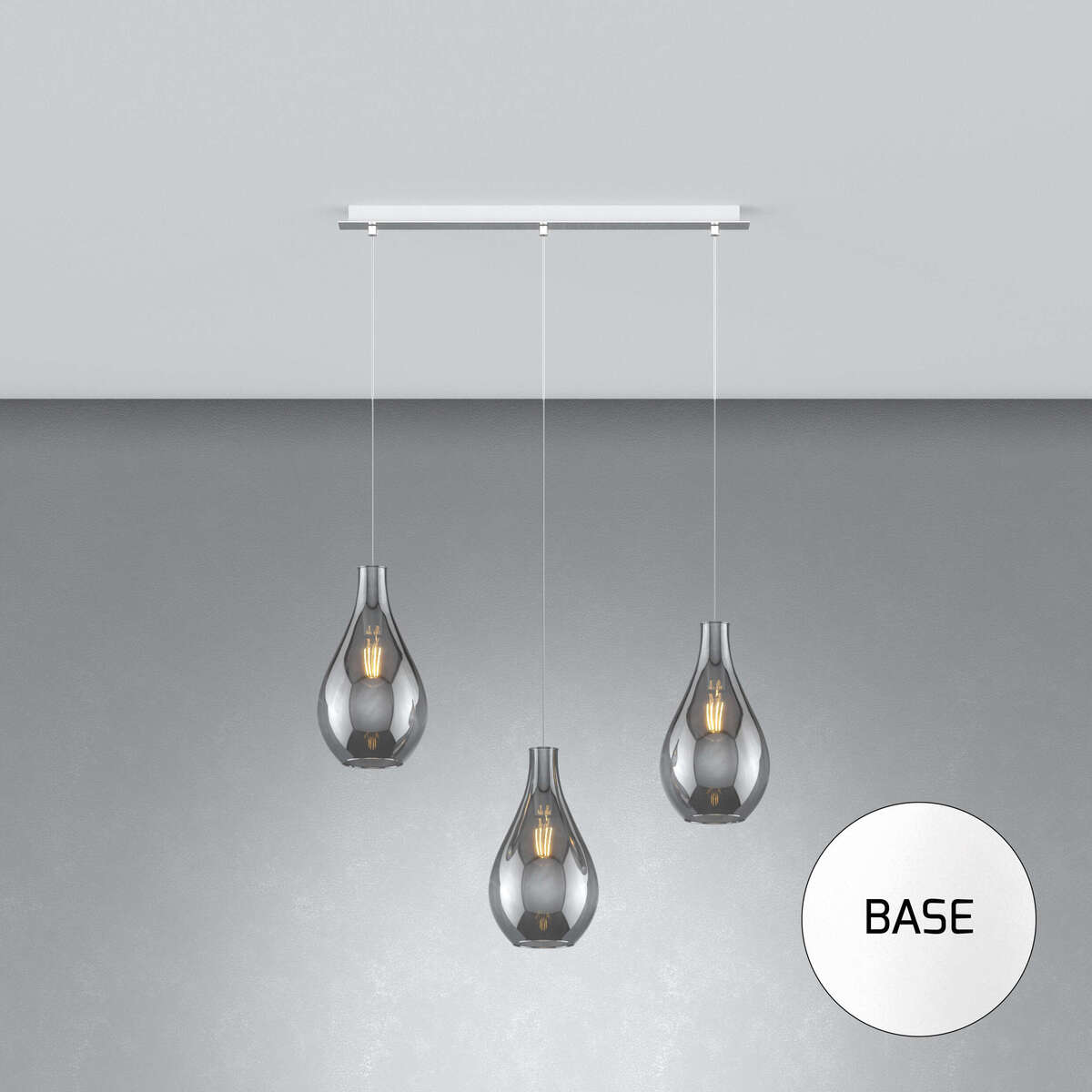 1193BI/S3 RP-FU DROP 2.0 SOSP. BIANCO 3 LUCI RETTANGOLARE VETRI PICCOLI FUME'