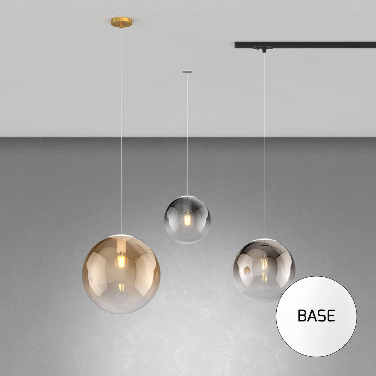 1194MONOBI/S25-BR BIG ECLIPSE BIG ECLIPSE SOSP. E27 CON CAVO CM 250 D.25CM BRONZO E PRENDI CORRENTE BIANCO PER BINARIO MONO