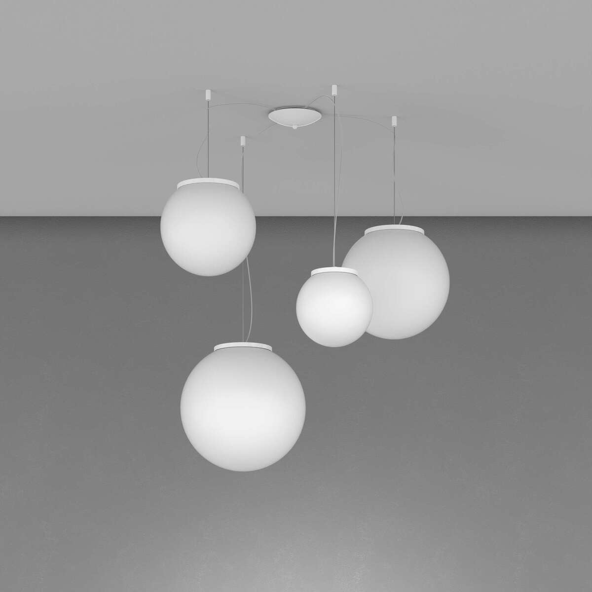 1195BI/S4-MIX MARS SOSPENSIONE BIANCO D.20+25+30+35 CM. 4 LUCI