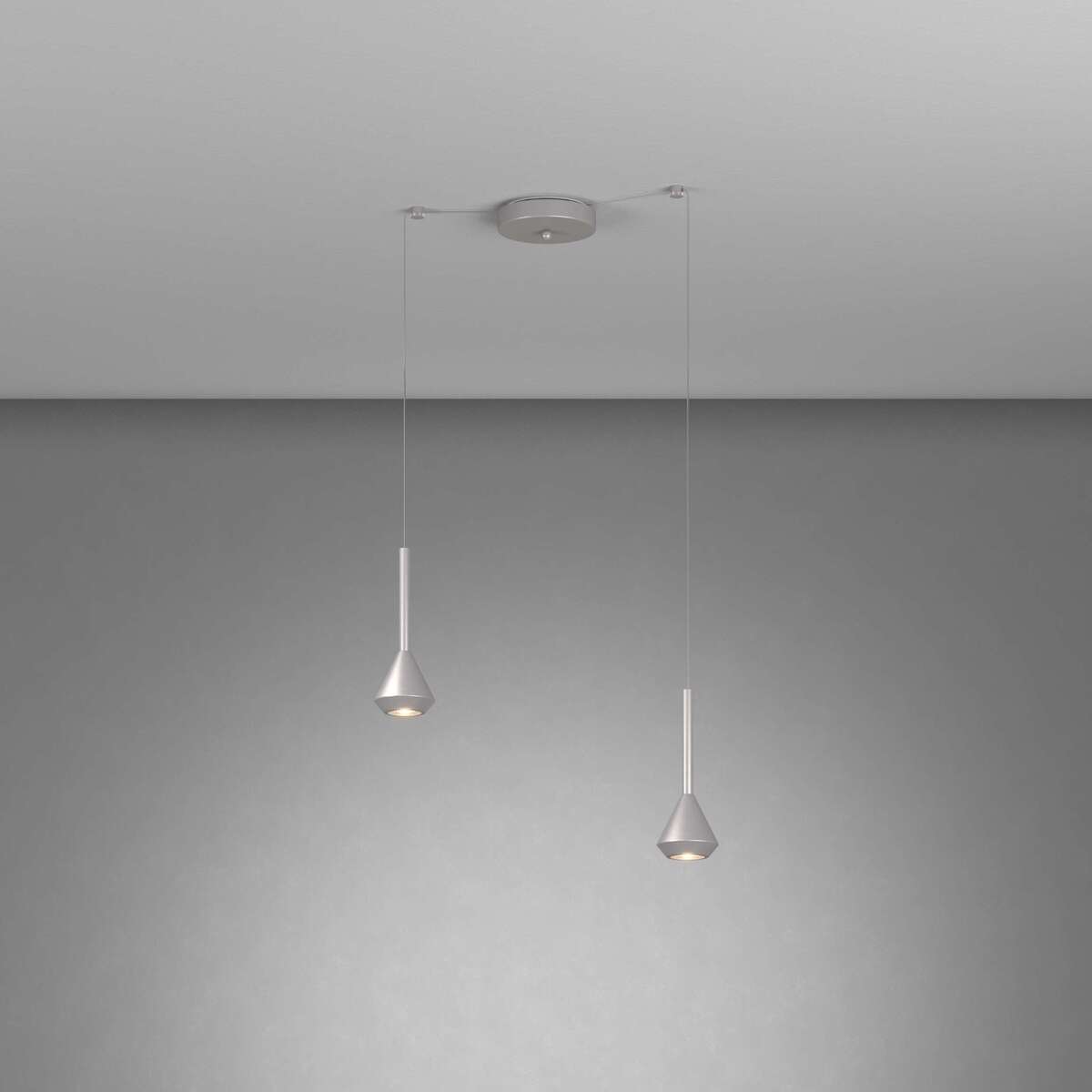 AYGO SOSP. 2 LUCI SPOSTABILE ALLUMINIO CON CAVO CM.250