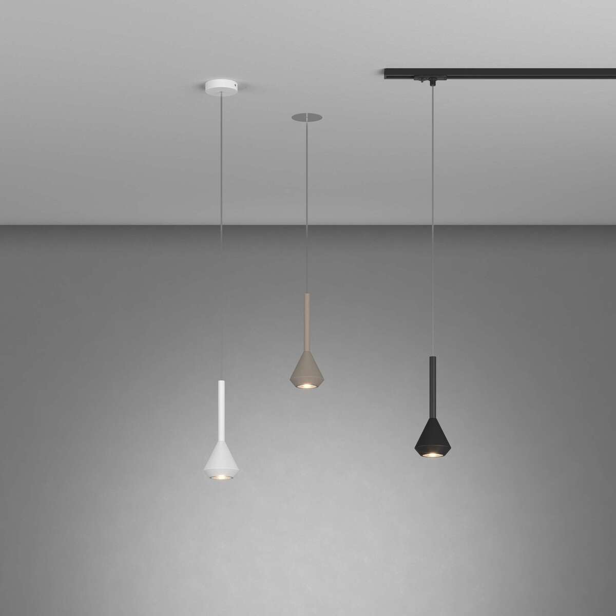 1202MONONE/S1-NE AYGO SOSP. 1 LUCE NERO CON CAVO CM.250 E PRENDI CORRENTE NERO PER BINARIO MONO