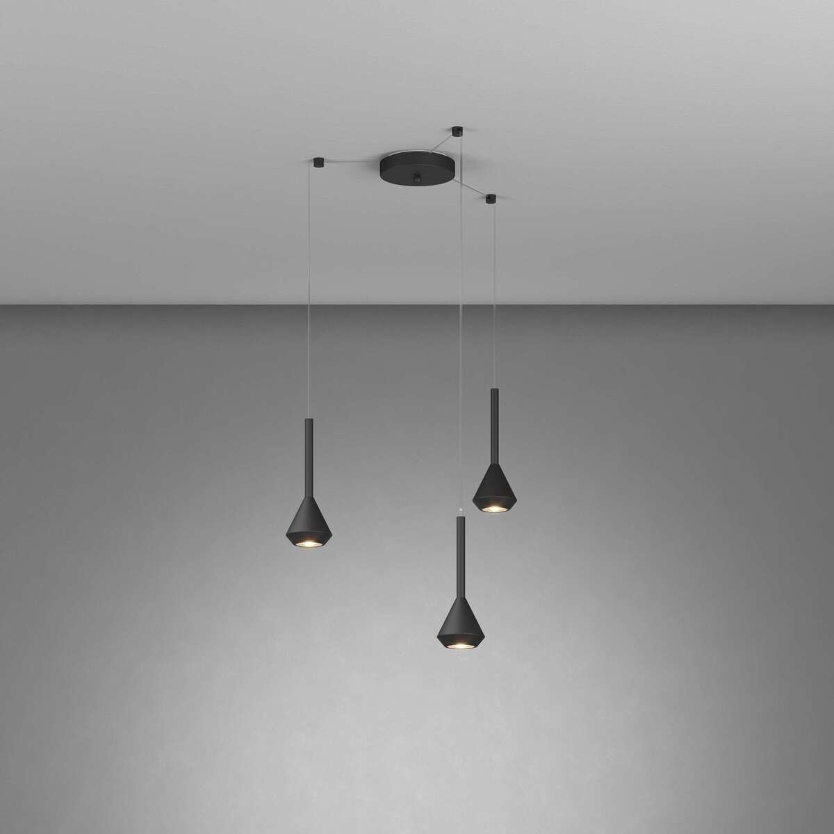 1202NE/S3 S-NE AYGO SOSP. 3 LUCI SPOSTABILE NERO CON CAVO CM.250