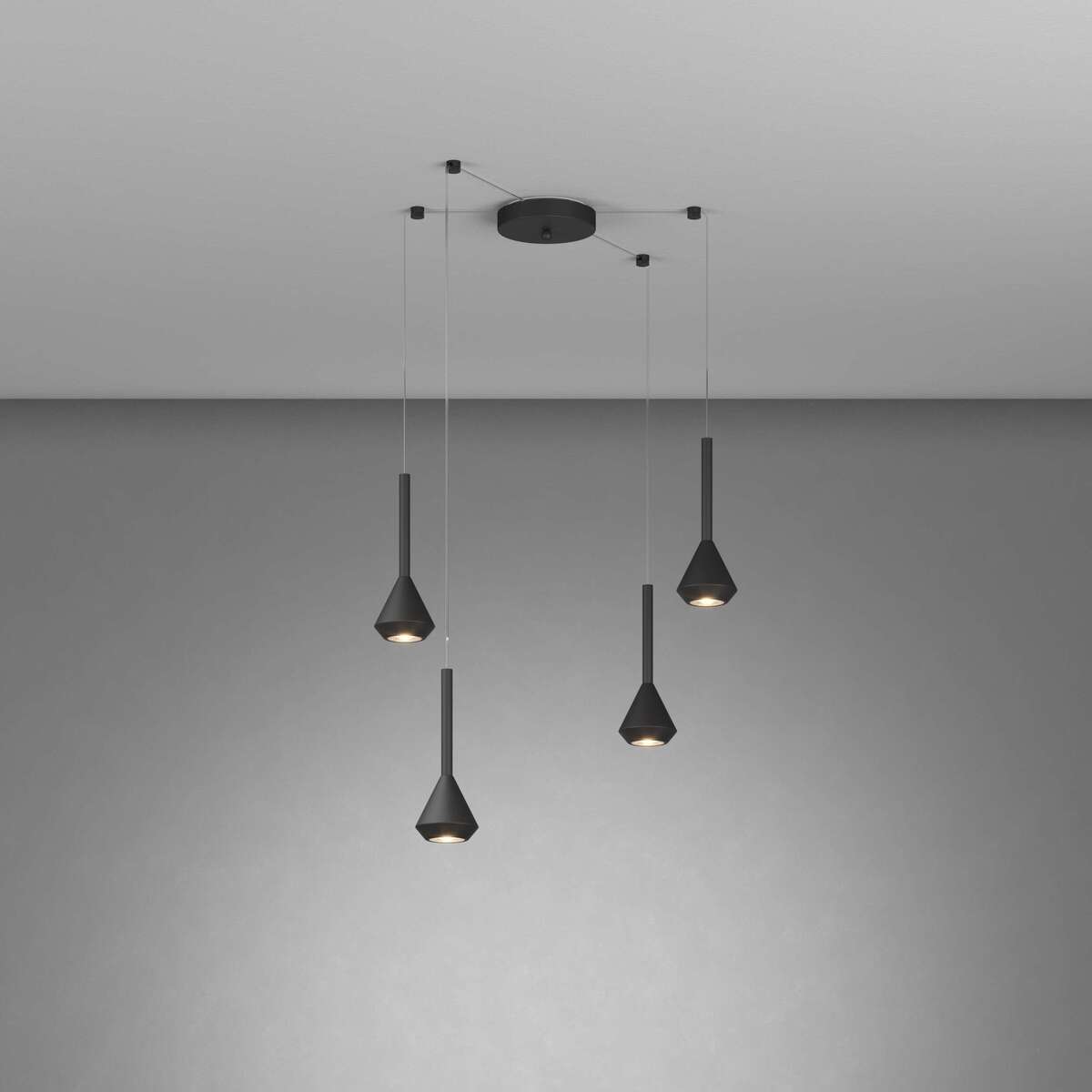 1202NE/S4 S-NE AYGO SOSP. 4 LUCI SPOSTABILE NERO CON CAVO CM.250