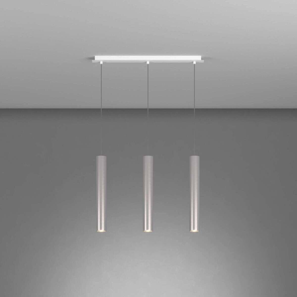1203BI/S3 R-AL XENA SOSP. 3 LUCI RETTANGOLARE ALLUMINIO CON CAVO CM.250 E ROSONE BIANCO