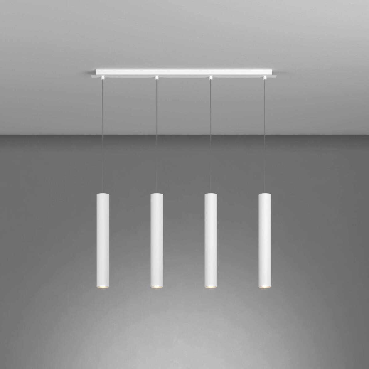 1203BI/S4 R-BI XENA SOSP. 4 LUCI RETTANGOLARE BIANCO CON CAVO CM.250 E ROSONE BIANCO