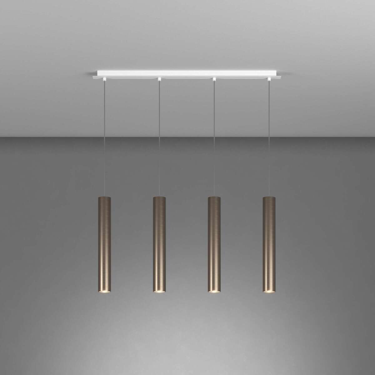 1203BI/S4 R-BR XENA SOSP. 4 LUCI RETTANGOLARE BRONZO CON CAVO CM.250 E ROSONE BIANCO