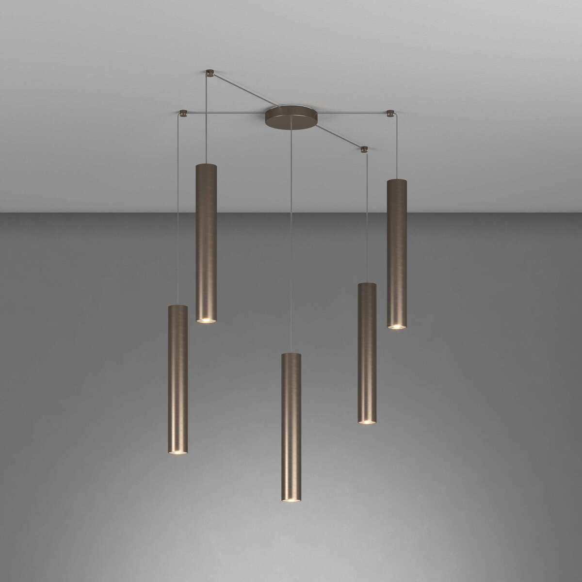 1203BR/S5 S-BR XENA SOSP. 5 LUCI SPOSTABILE BRONZO CON CAVO CM.250