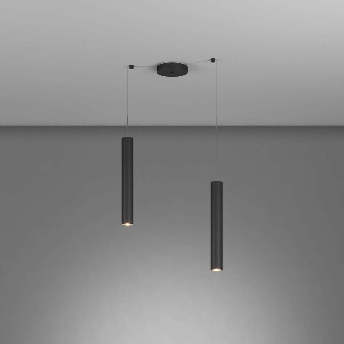 1203NE/S2 S-NE XENA SOSP. 2 LUCI SPOSTABILE NERO CON CAVO CM.250