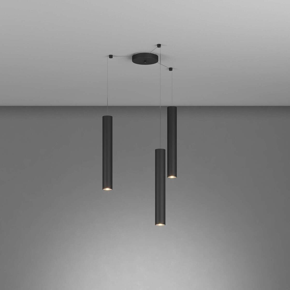 1203NE/S3 S-NE XENA SOSP. 3 LUCI SPOSTABILE NERO CON CAVO CM.250