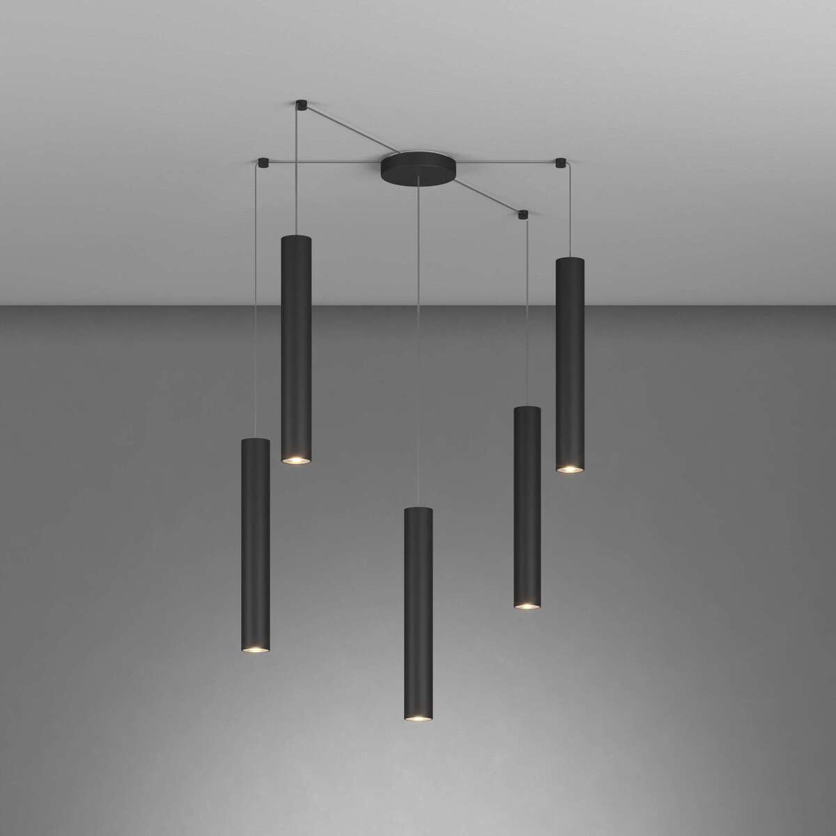 1203NE/S5 S-NE XENA SOSP. 5 LUCI SPOSTABILE NERO CON CAVO CM.250