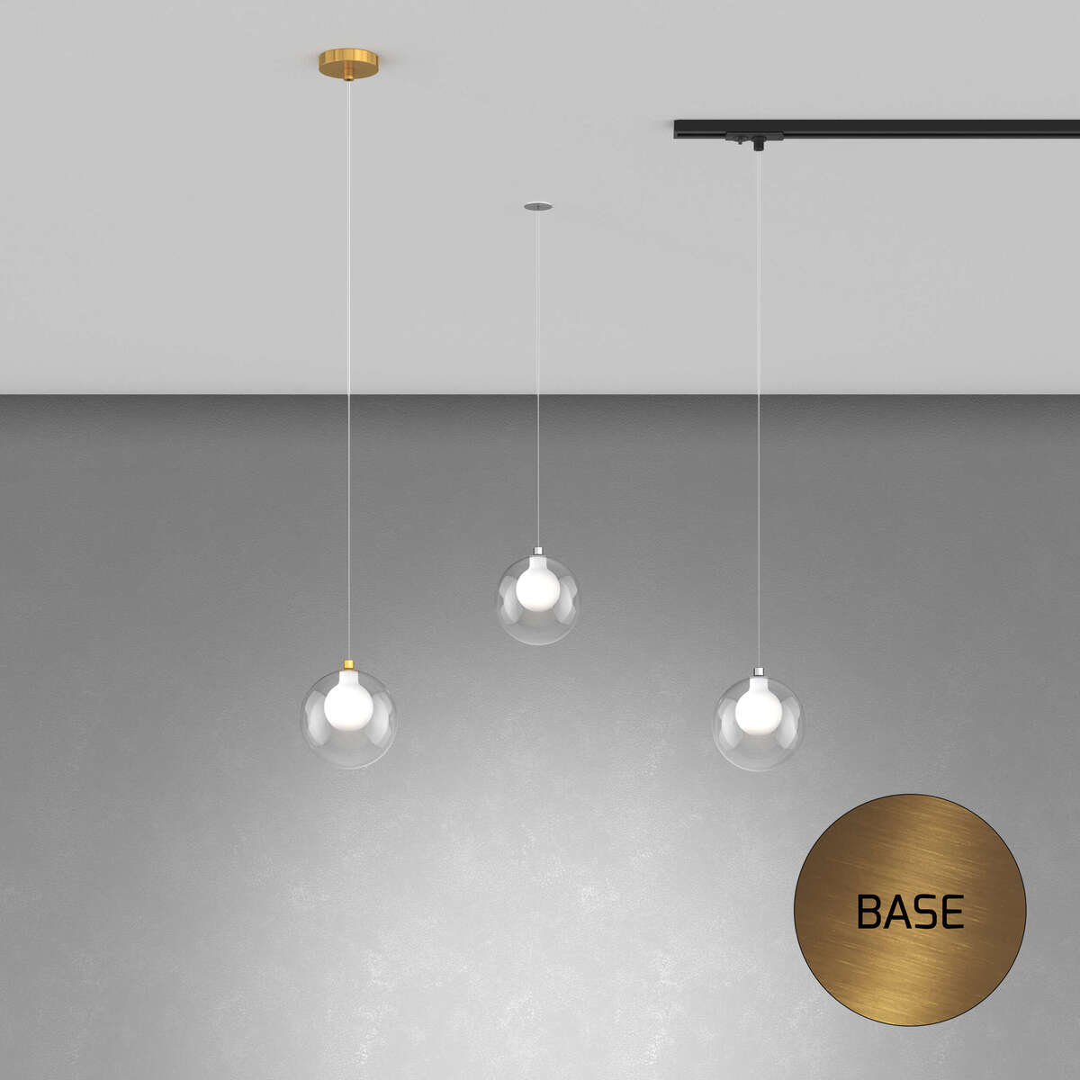 1206INCOS/S1-CR INSIDE SOSP. 1 LUCE CROMO E ROSONE DA INCASSO OTTONE SAT.