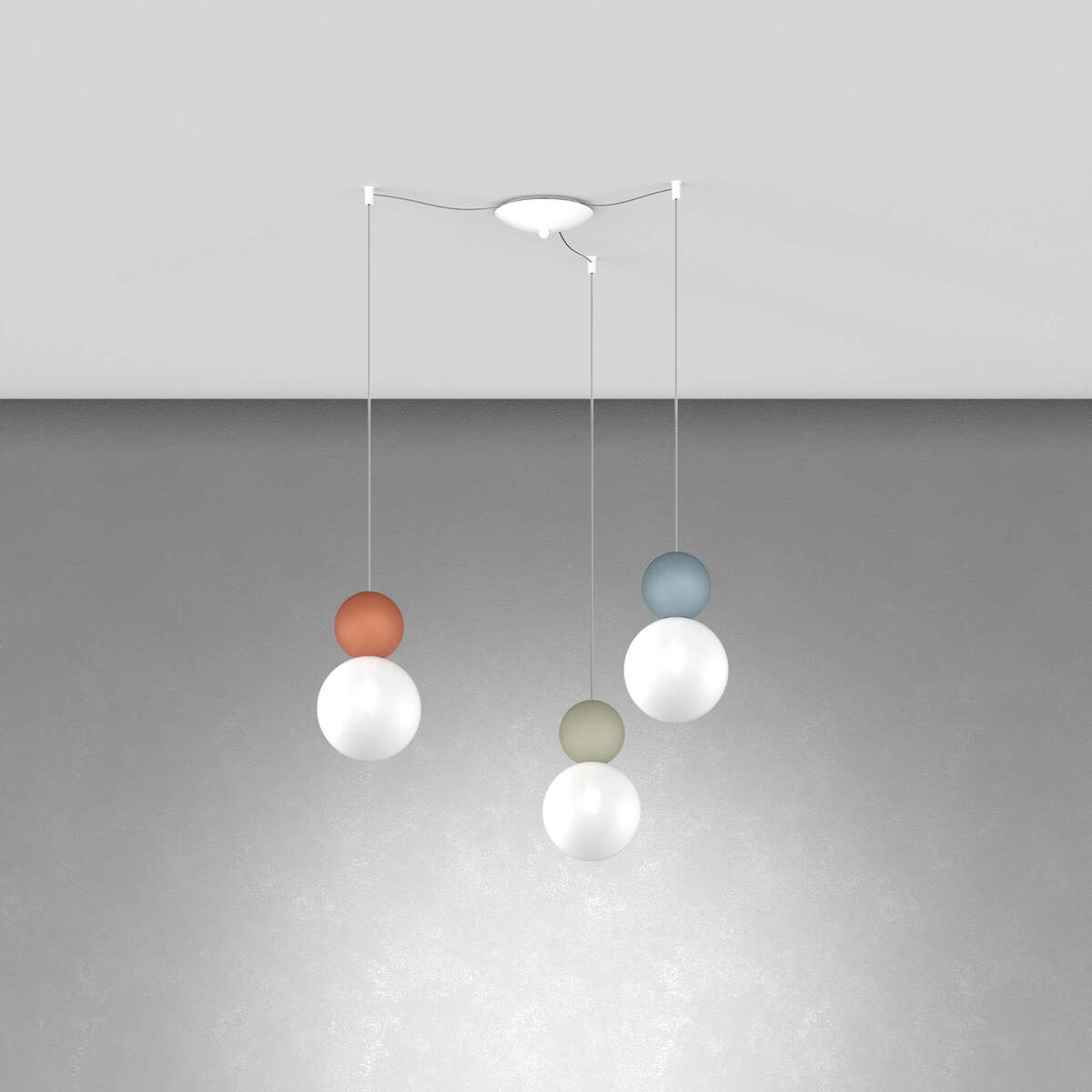 1228/S3 S-MC COTTAGE SOSPENSIONE SPOSTABILE 3 LUCI MULTICOLOR (1XVE+1XBL+1XRT)