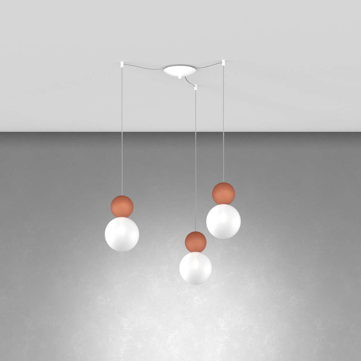 1228/S3 S-RT COTTAGE SOSPENSIONE SPOSTABILE 3 LUCI TERRA ROSSA