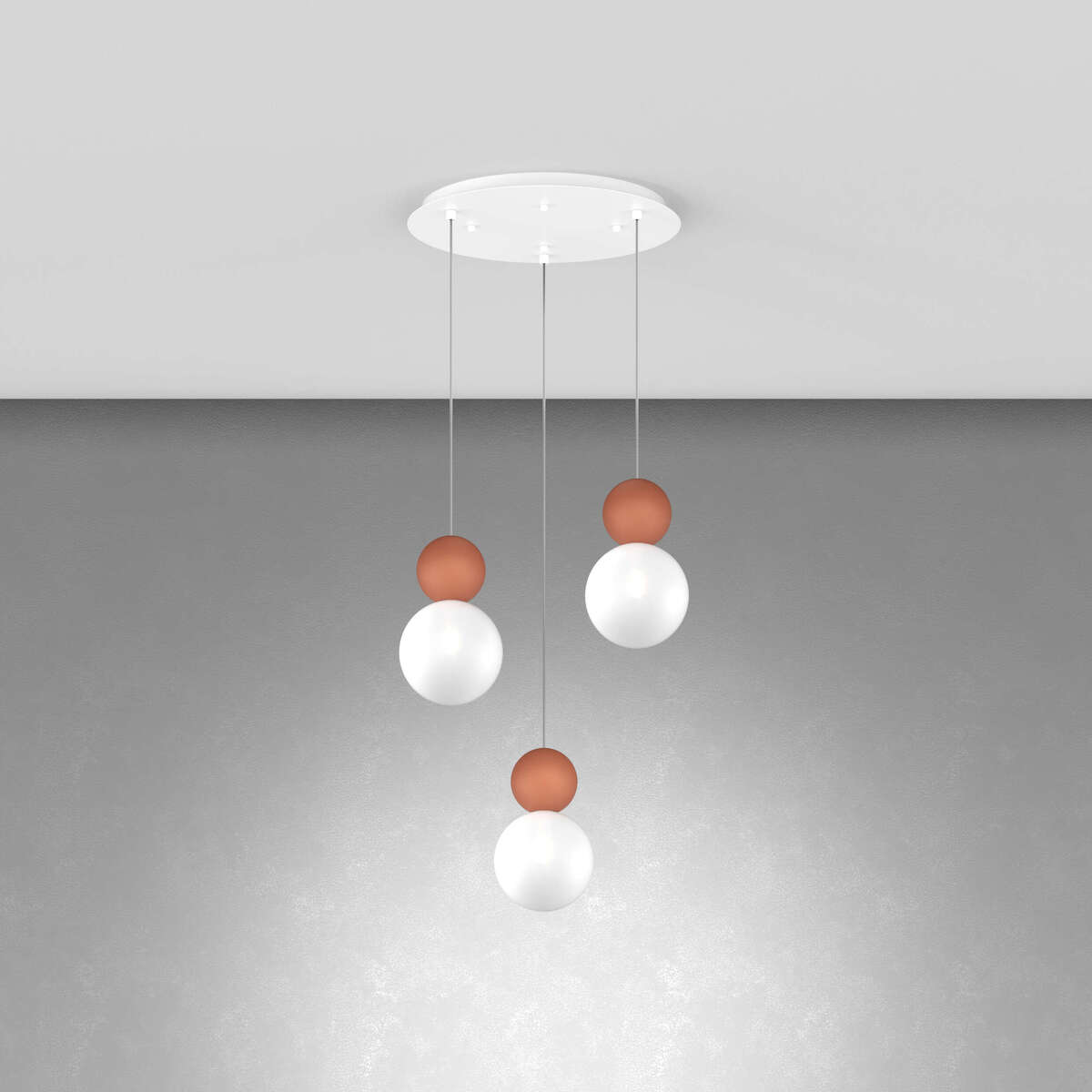 1228/S3 T-RT COTTAGE SOSPENSIONE TONDA 3 LUCI TERRA ROSSA