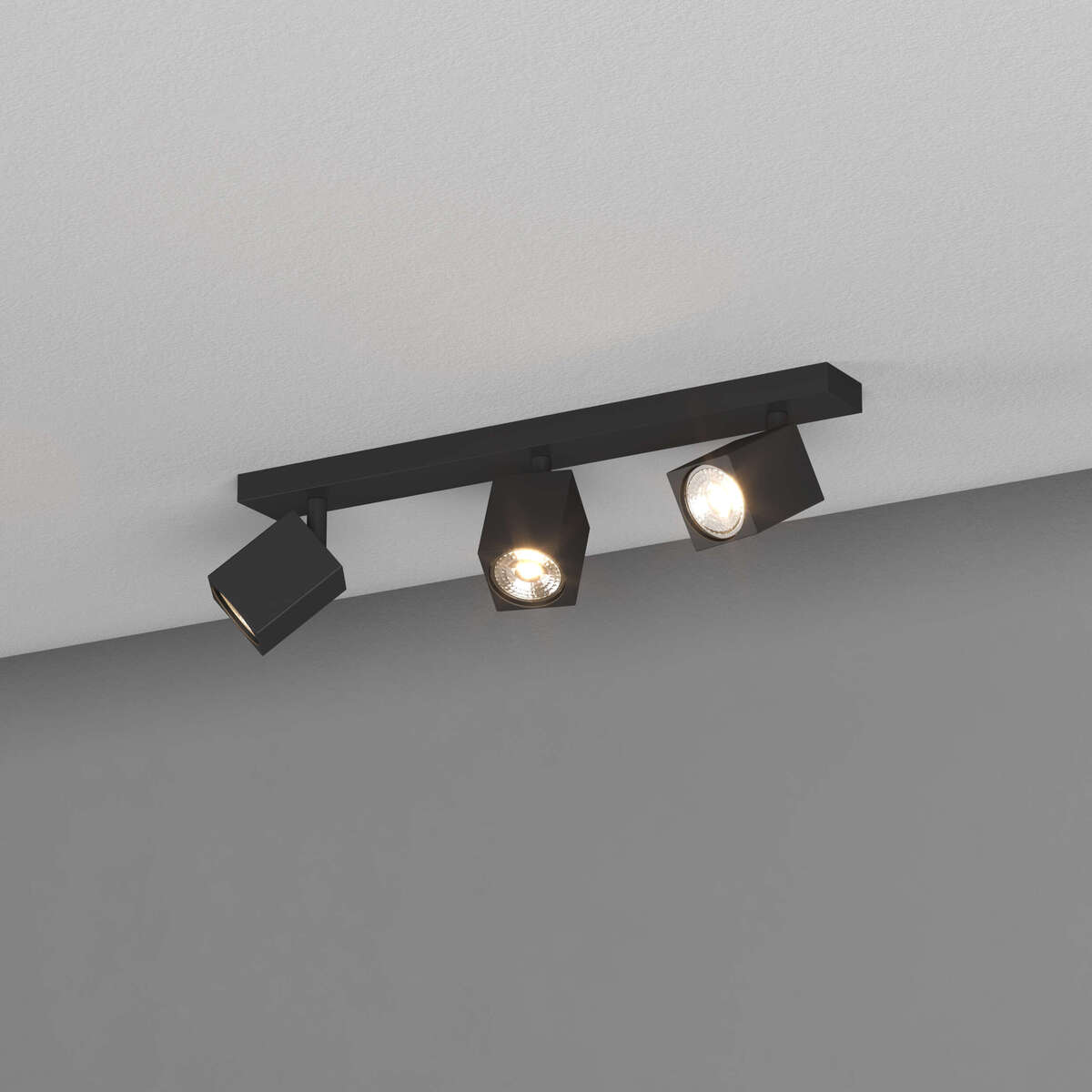 KIBO FARETTO 3 LUCI NERO GU10 50 MM.