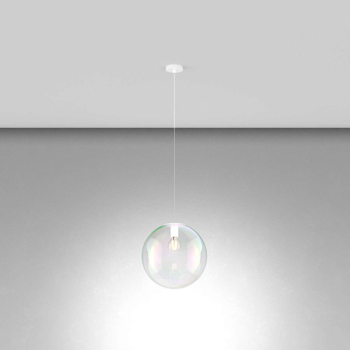 1234BI/S30 SOSP. BIANCO 1 LUCE VETRO GRANDE IRIDE