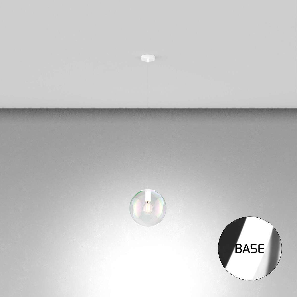 1234CR/S20 SOSP. CROMO 1 LUCE VETRO PICCOLO IRIDE