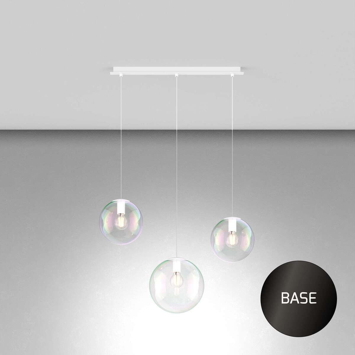 1234NB/S3 RPM SOSP. NEARLY BLACK 3 LUCI RETTANGOLARE VETRI IRIDE (2 PICCOLI + 1 MEDIO)