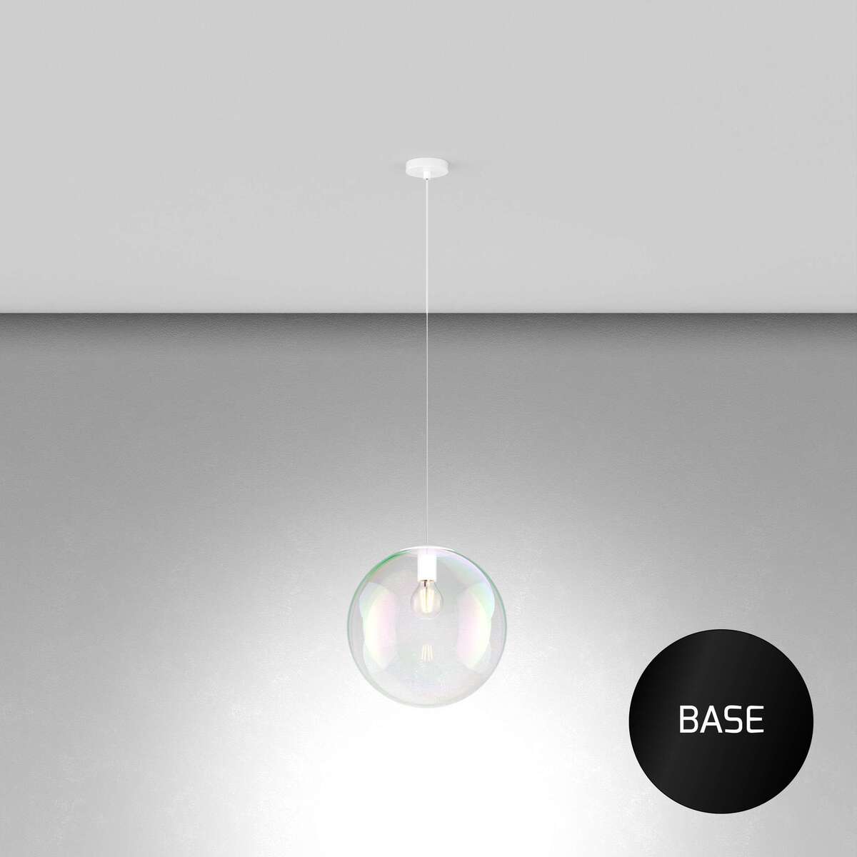 1234NE/S30 SOSP. NERO 1 LUCE VETRO GRANDE IRIDE
