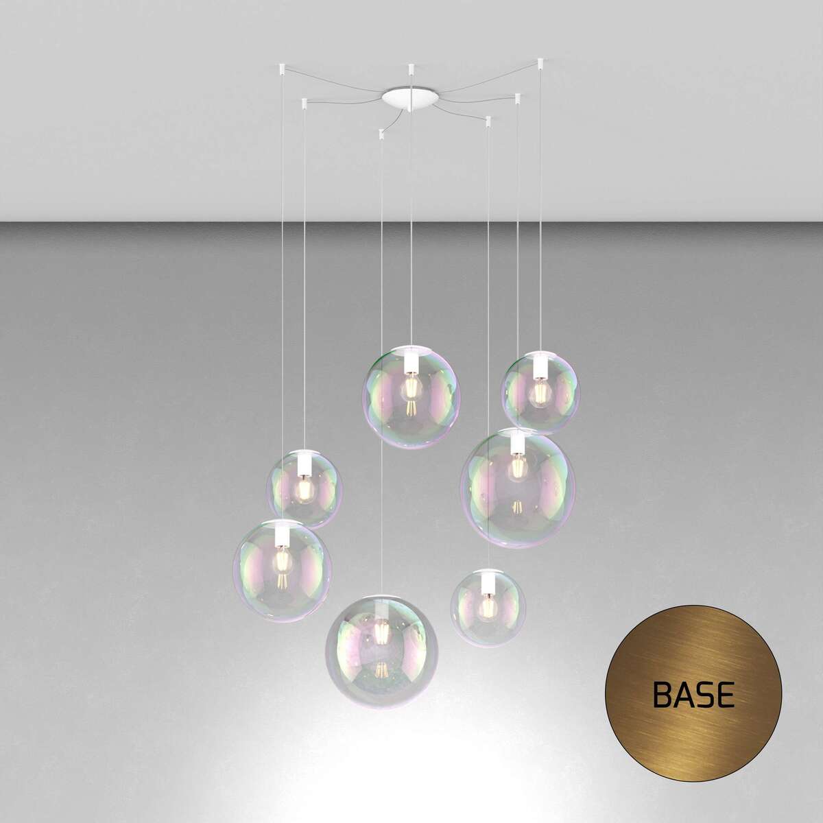 1234OS/S7 SMIX SOSP. OTTONE SAT. 7 LUCI SPOSTABILE VETRI IRIDE (3 PICCOLO + 2 MEDI + 2 GRANDI)