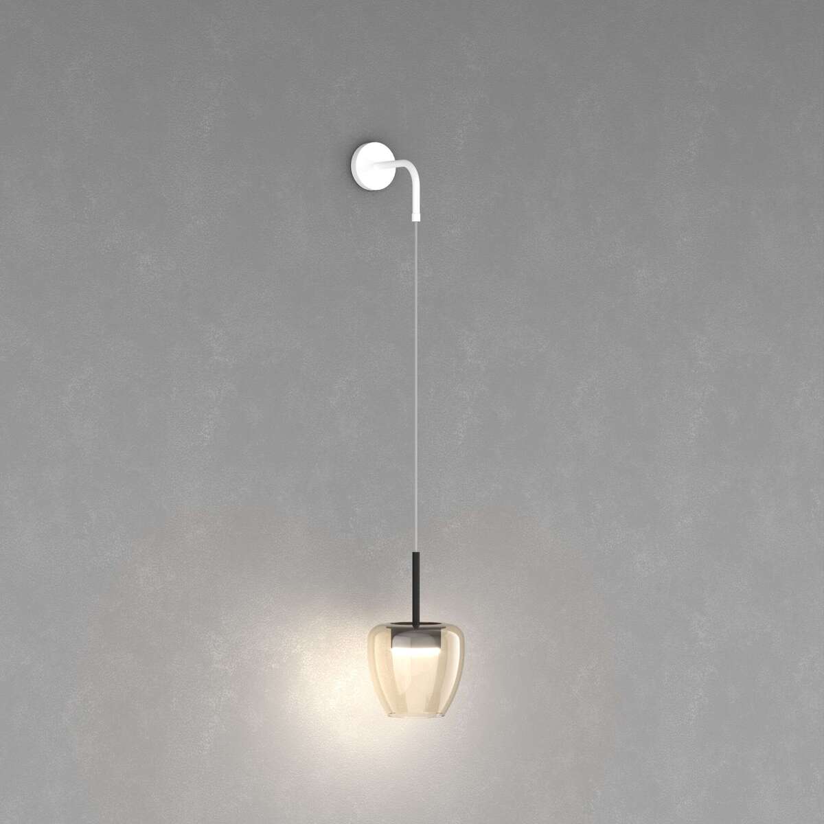1236BI/A-AM APPLIQUE BIANCO 1 LUCE VETRO PICCOLO AMBRA
