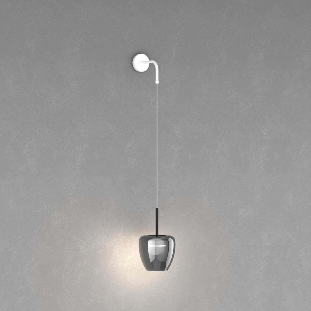 1236BI/A-FU APPLIQUE BIANCO 1 LUCE VETRO PICCOLO FUME