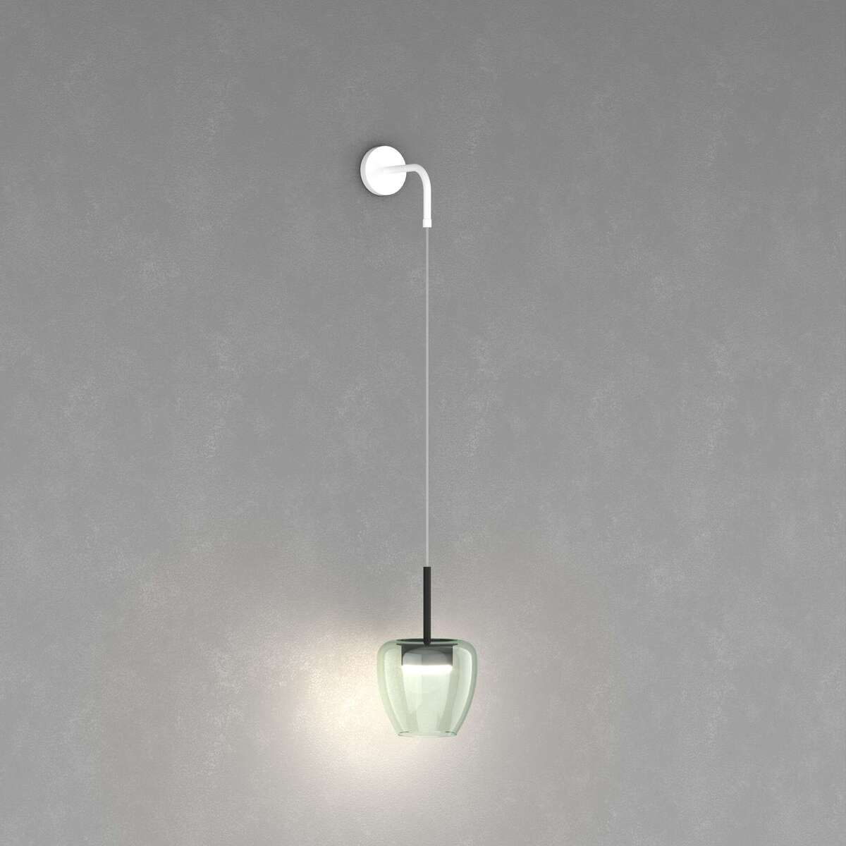 1236BI/A-VE APPLIQUE BIANCO 1 LUCE VETRO PICCOLO VERDE