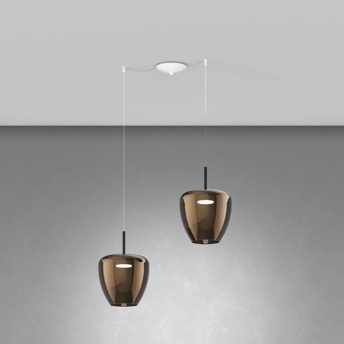 1236BI/S2 SG-BR SOSP. BIANCO 2 LUCI SPOSTABILE VETRI GRANDI BRONZO