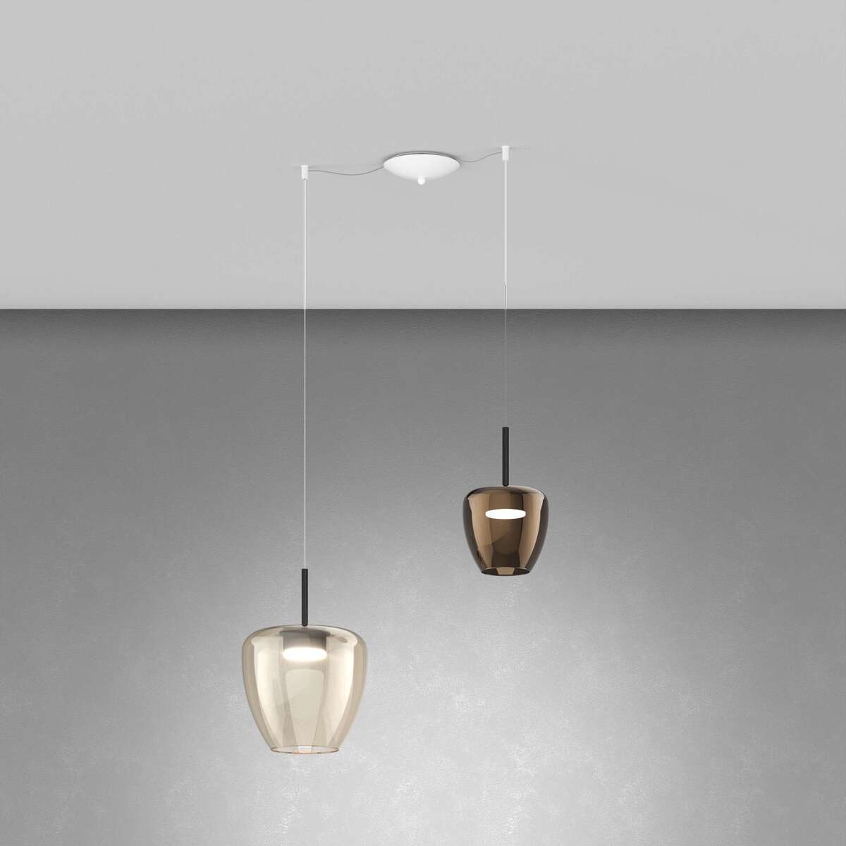 1236BI/S2 SMIX-AB SOSP. BIANCO 2 LUCI SPOSTABILE VETRI (1 PICCOLO BRONZO + 1 GRANDE AMBRA)